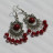 Boucles d'oreilles tibétaines avec perles rouges