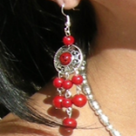 Boucles d'oreilles tibétaines rouge