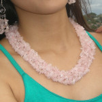 Collier baroque en quartz rose